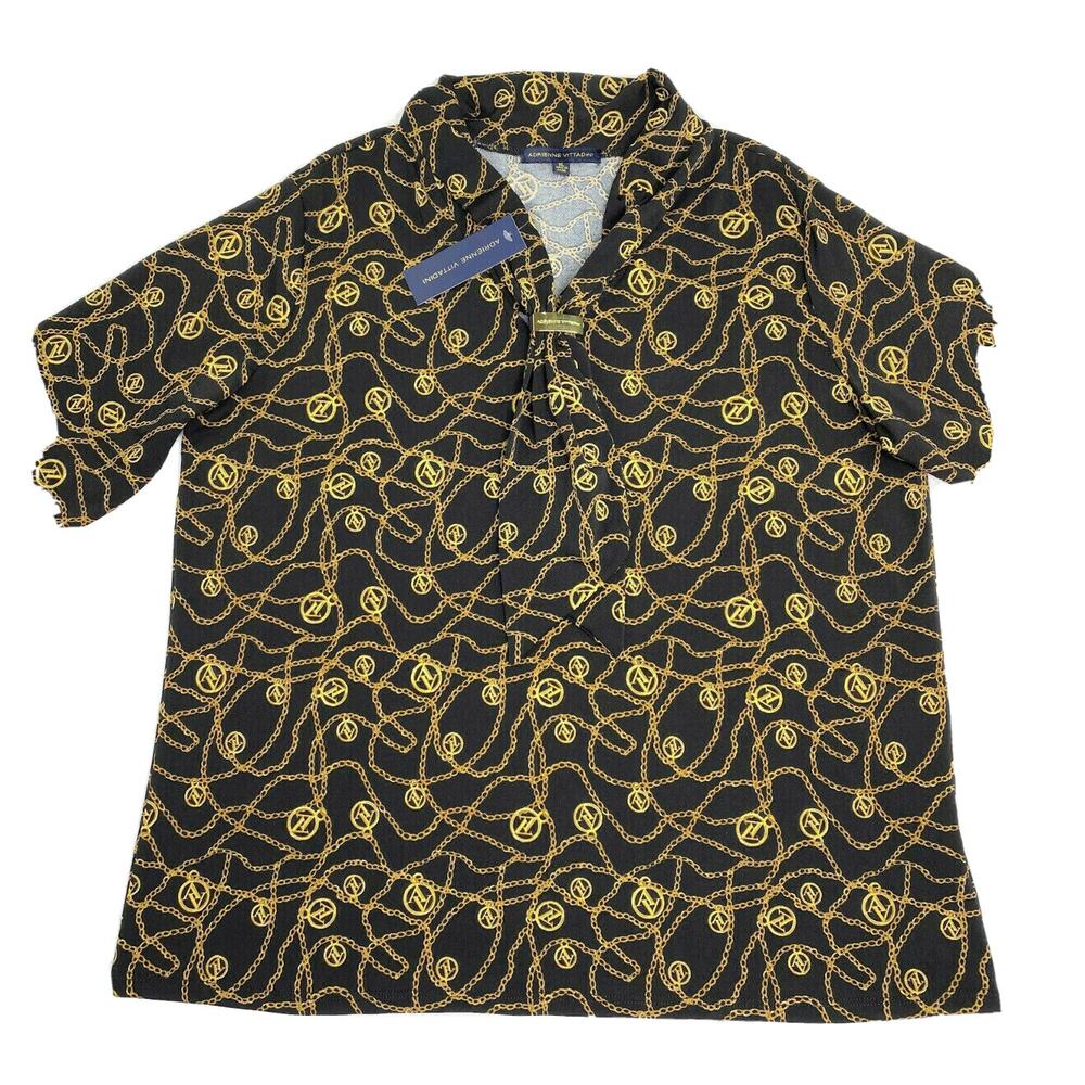 Adrienne Vittadini Women's Size Extra Large Top Black & Gold New With Tag